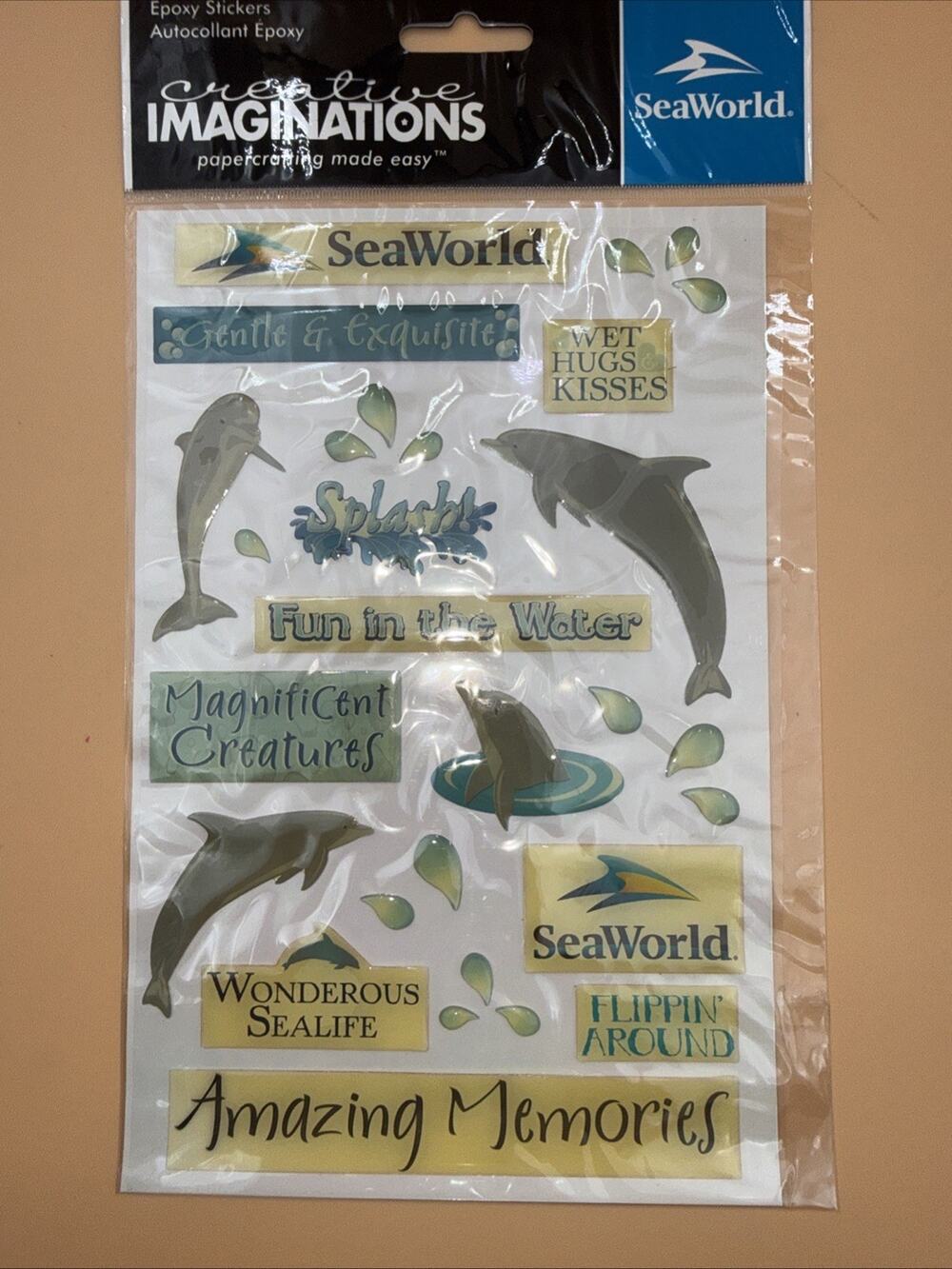 Vintage 2008 Creative Imaginations Seaworld Adventure Parks Epoxy Stickers Orca